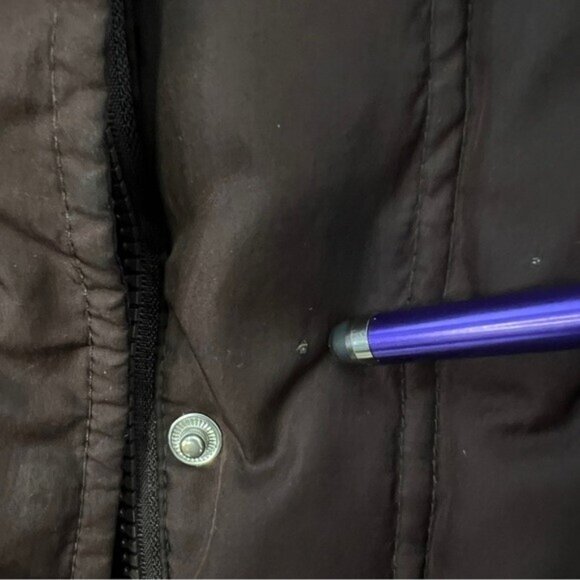 ATHLETIC WORKS Down Puffer Vest Womens L Darkest Brown Front Zip Pockets Hiking - Picture 15 of 15